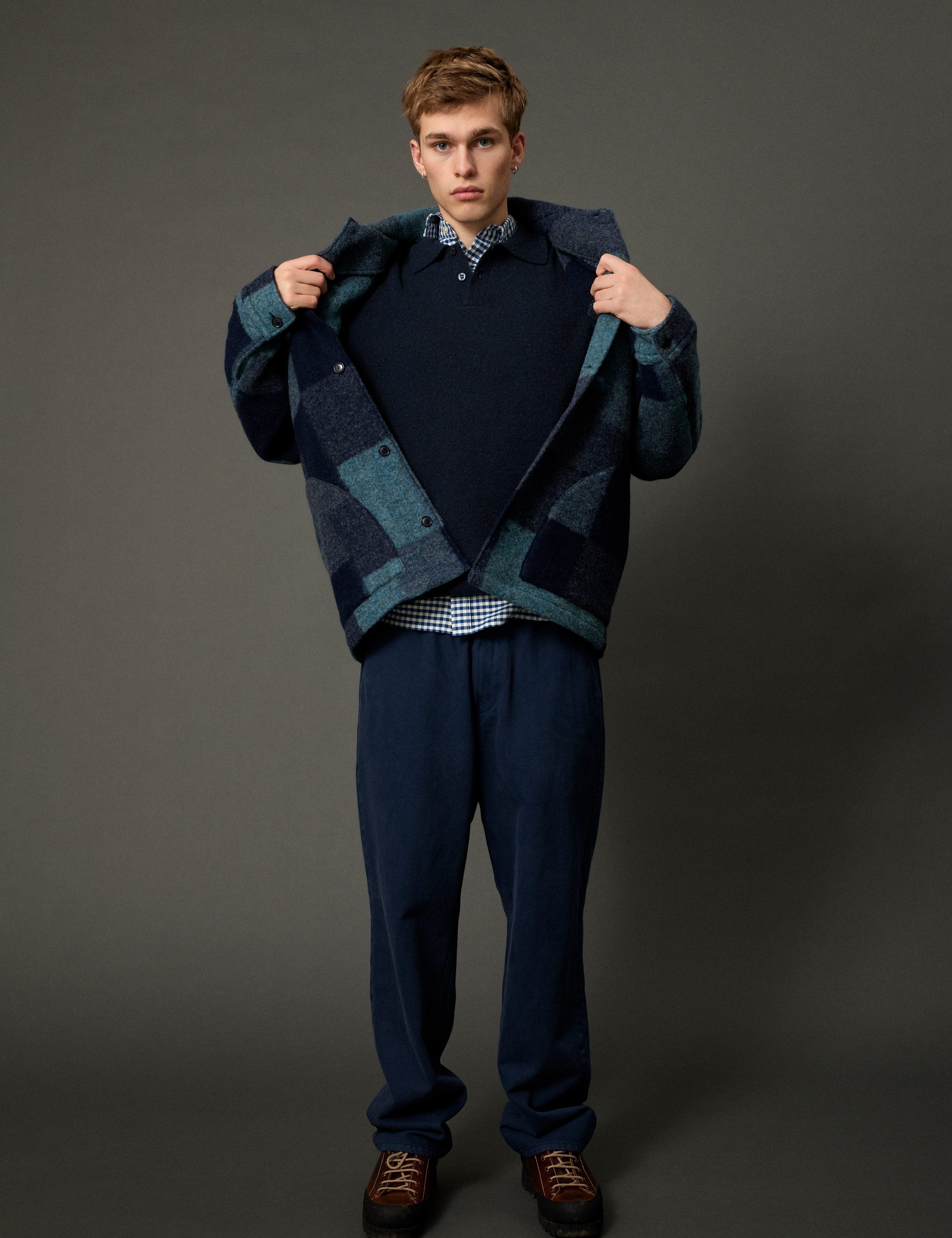 CAVE WOOL JACKET - BLUE MIX