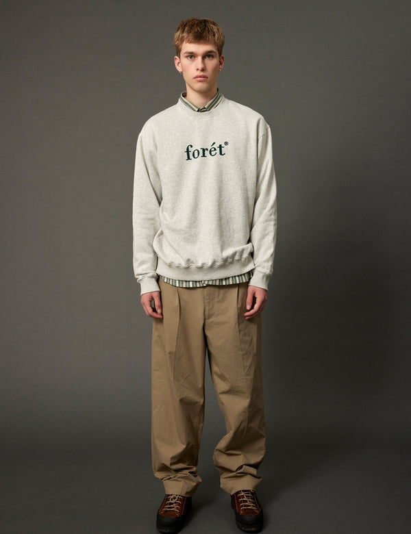 BOAT SWEATSHIRT - SNOW MELANGE/DARK GREEN