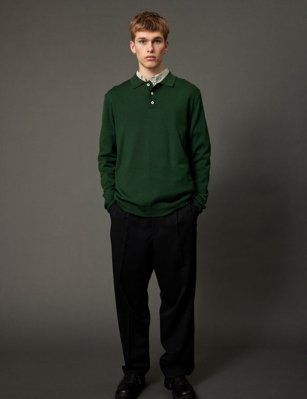 BASE MERINO POLO KNIT - GREEN