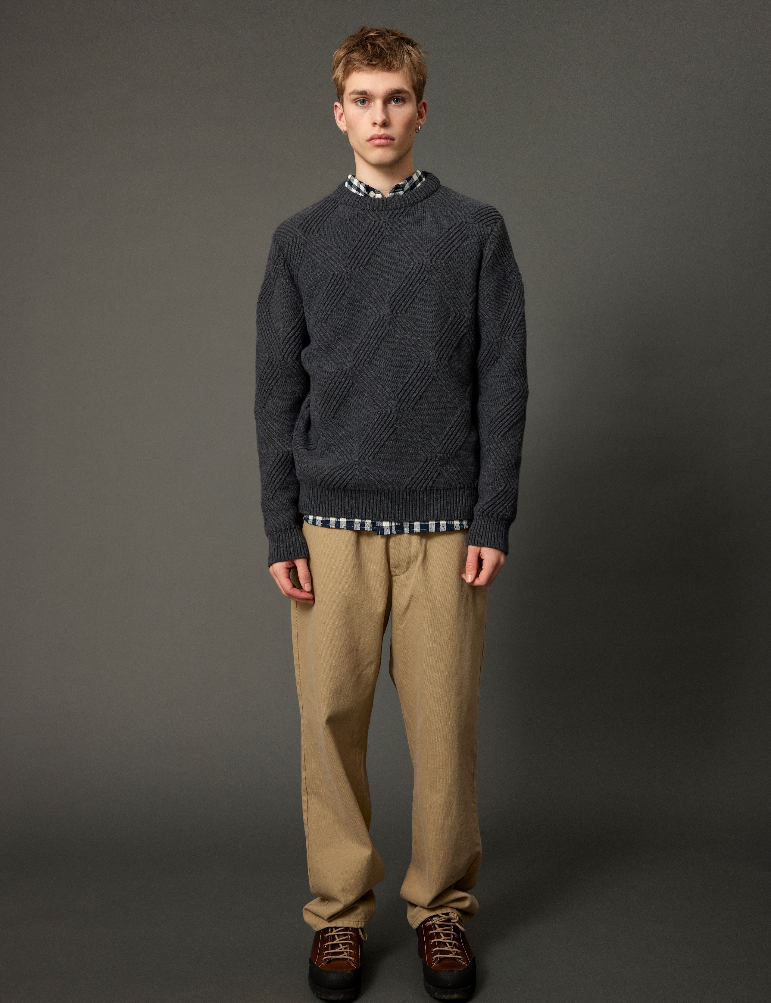 LINE CABLE KNIT - DARK GREY MÉLANGE