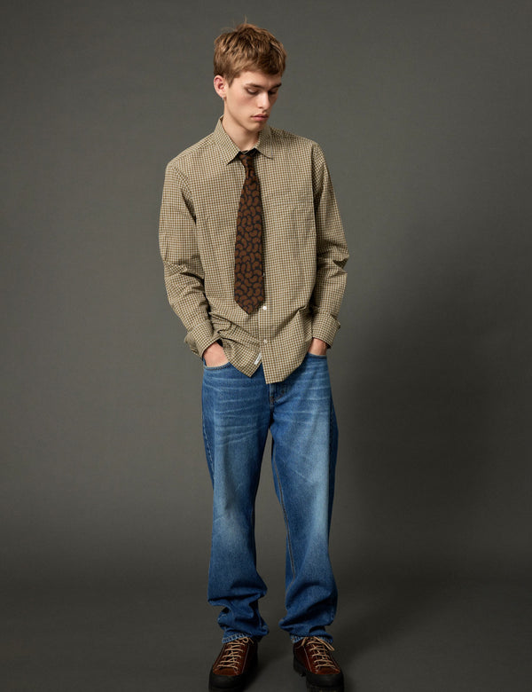 MAPLE POPLIN SHIRT - ARMY/CLOUD