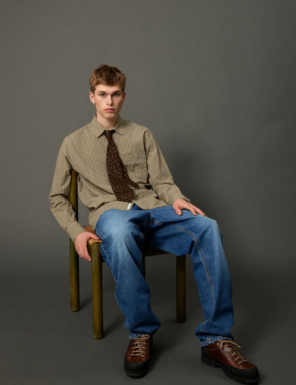 MAPLE POPLIN SHIRT - ARMY/CLOUD