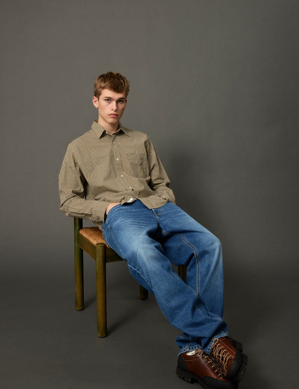 MAPLE POPLIN SHIRT - ARMY/CLOUD