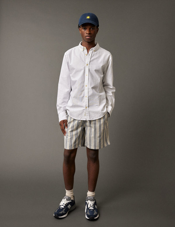 SERENE LINEN SHORTS - BLUE STRIPE