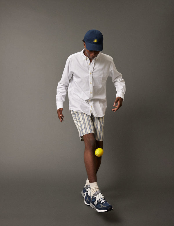 SERENE LINEN SHORTS - BLUE STRIPE