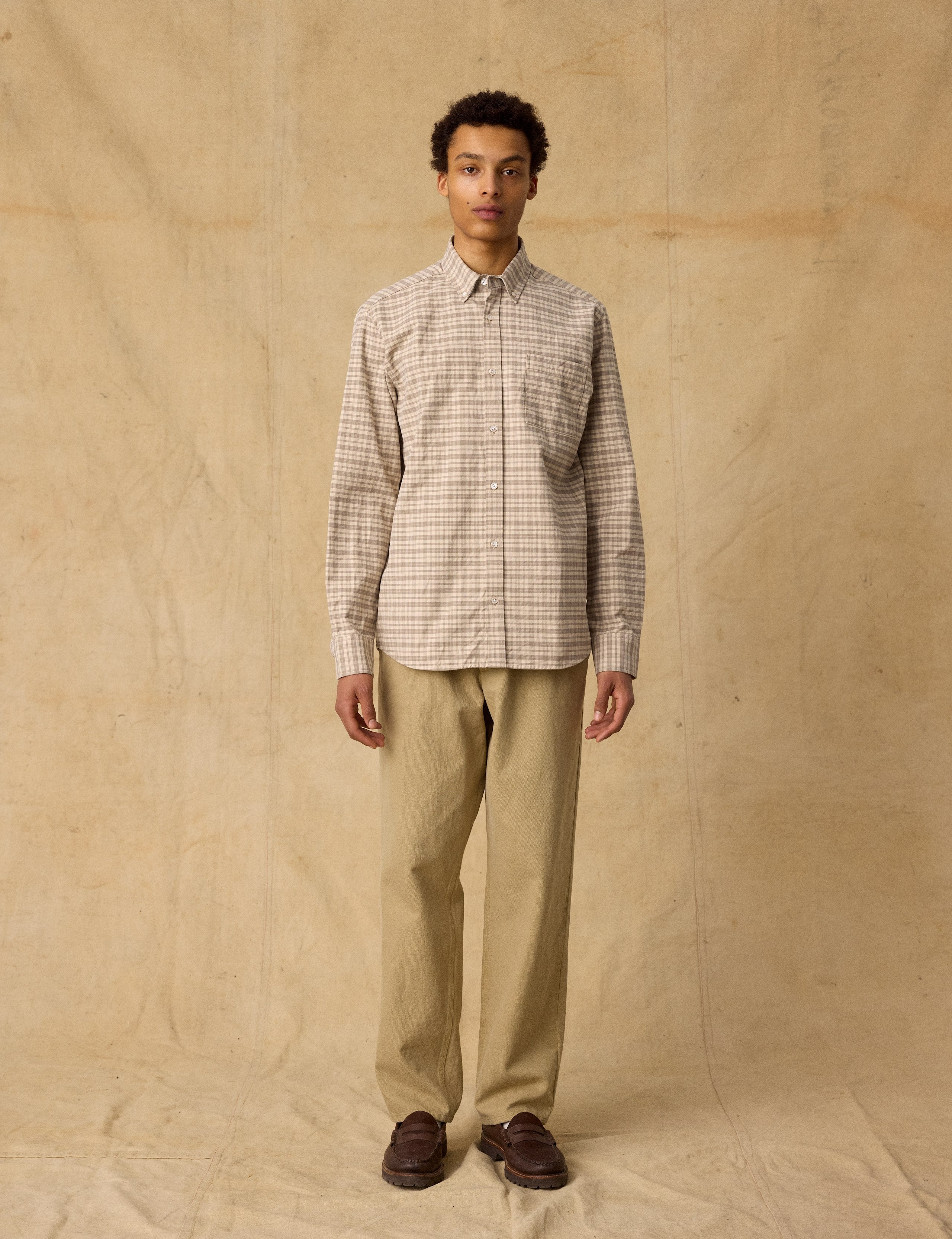 CREEK HEAVY FLANNEL CHECK SHIRT - KHAKI – foret