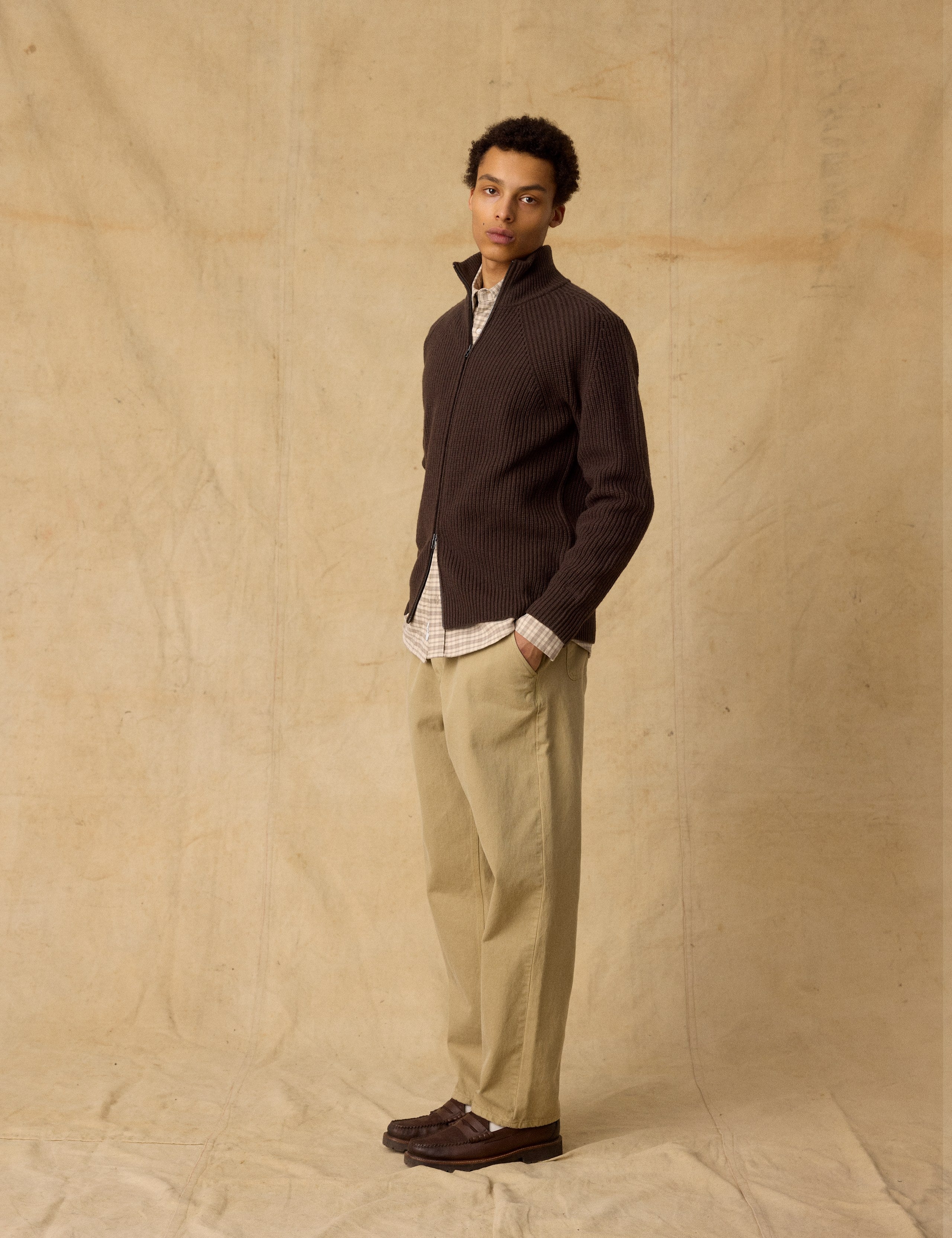 DELTA WOOL ZIP JACKET - DARK BROWN – foret