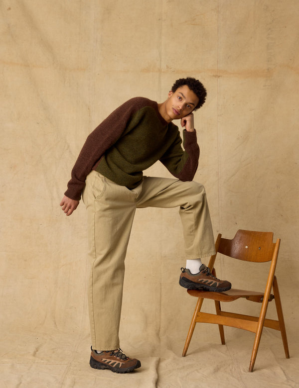 ALPINE CONRAST KNIT - ARMY/BROWN