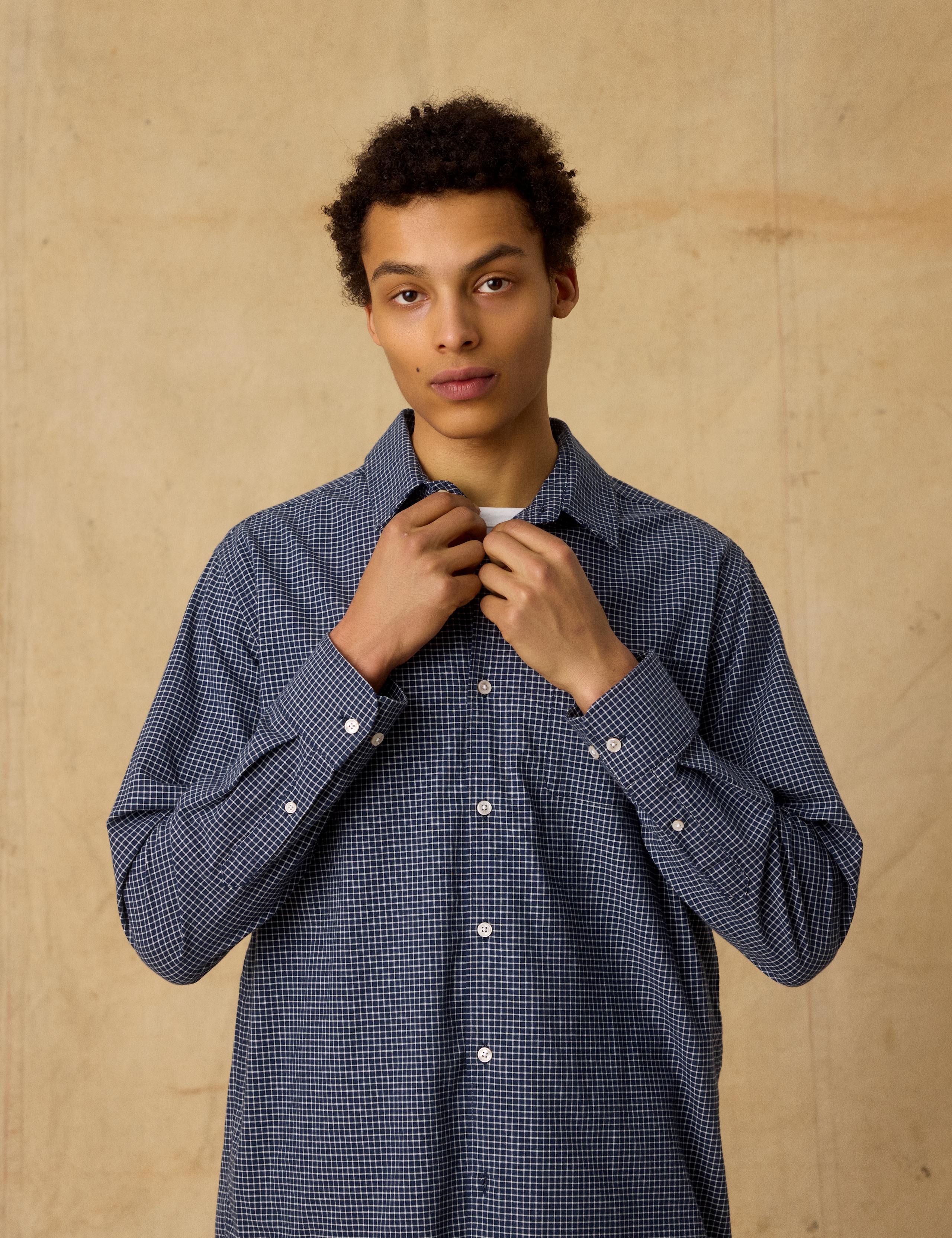PLUTO CHECKED SHIRT - NAVY/CLOUD