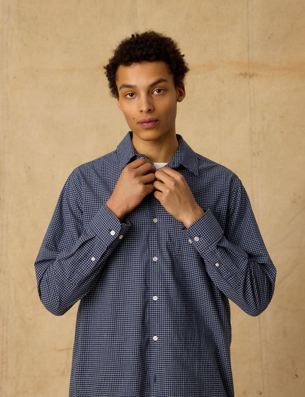 PLUTO CHECKED SHIRT - NAVY/CLOUD