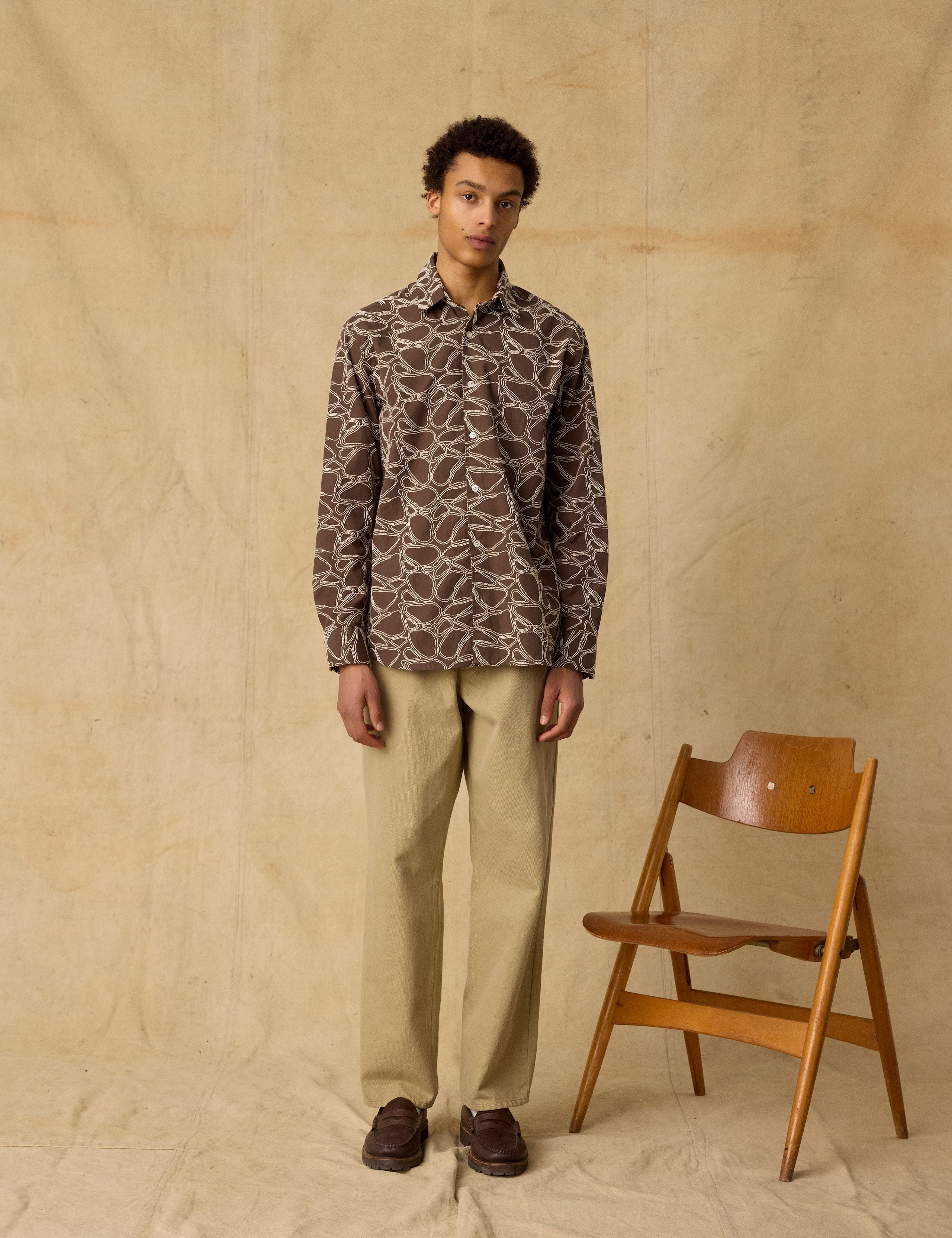 DAWN EMBROIDERED SHIRT - EARTH/CLOUD