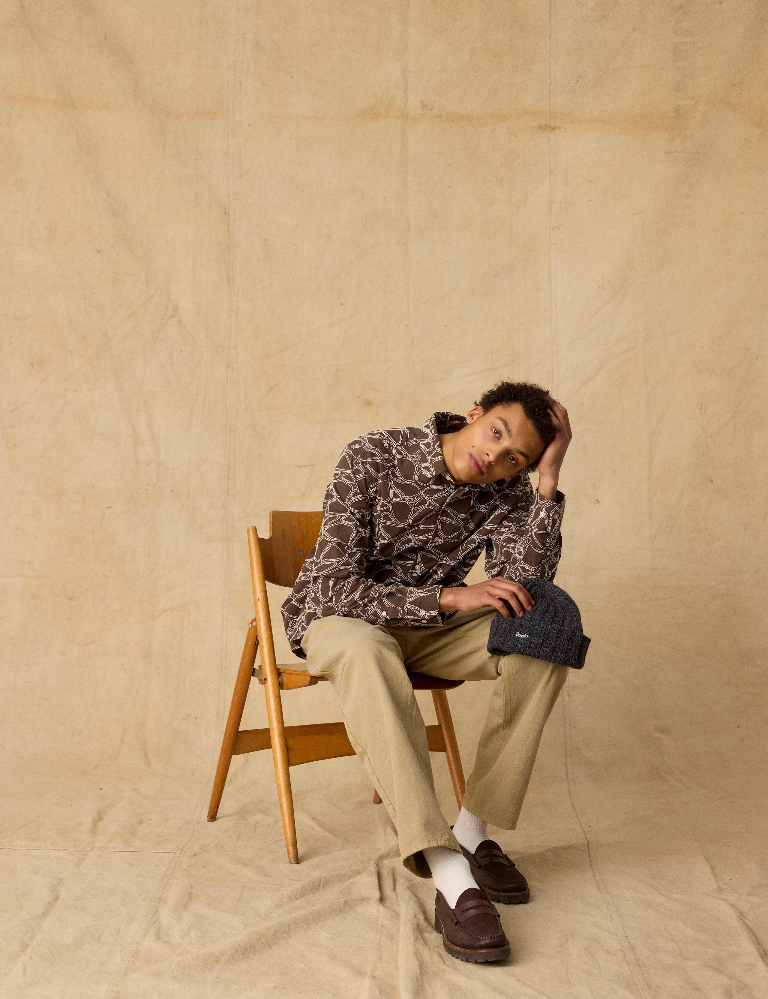 DAWN EMBROIDERED SHIRT - EARTH/CLOUD