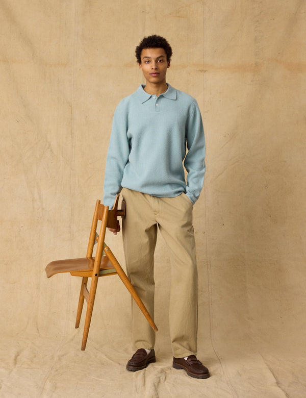 TIMBER BRUSHED POLO KNIT - DOVE