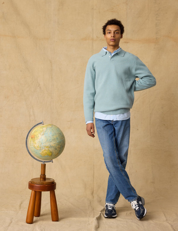 TIMBER BRUSHED POLO KNIT - DOVE