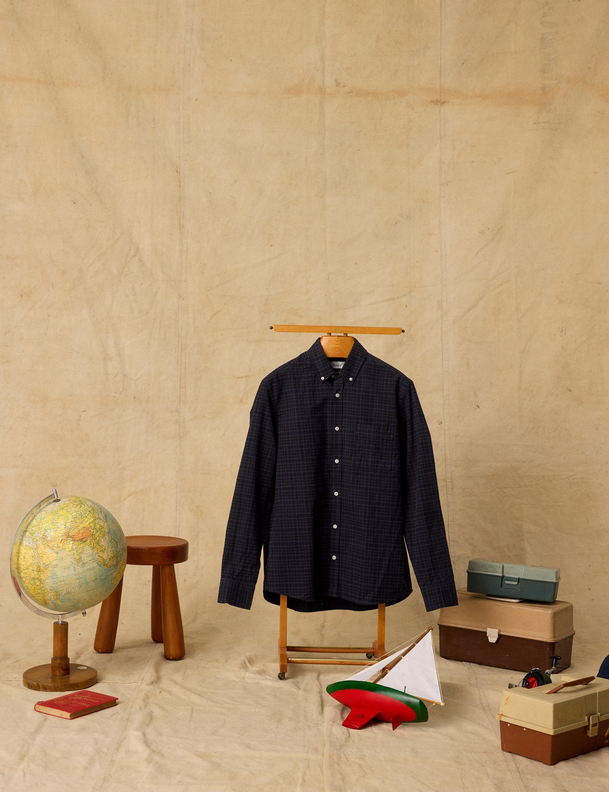 CREEK HEAVY FLANNEL CHECK SHIRT - NAVY