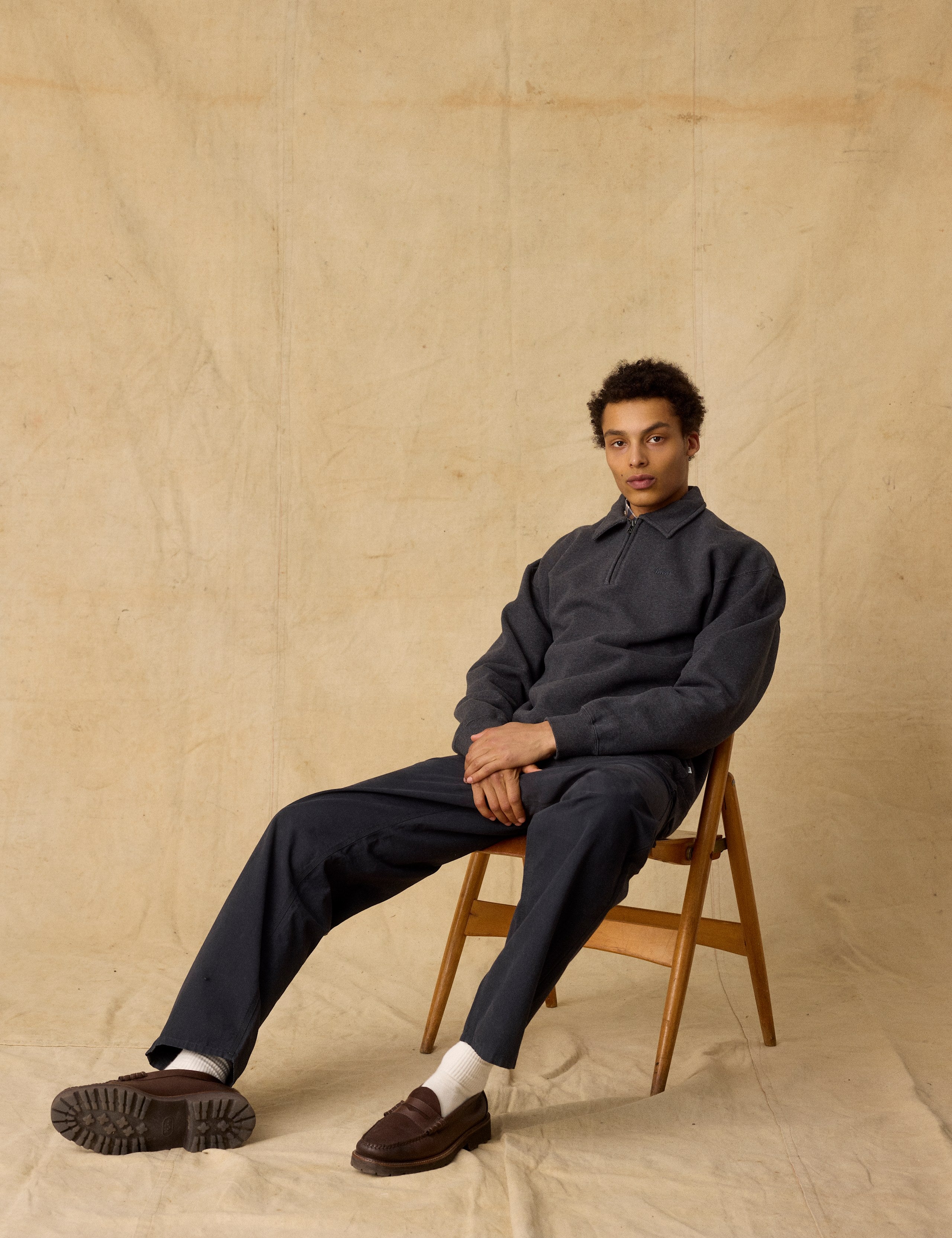 HOOK HALF ZIP - DARK GREY MELANGE