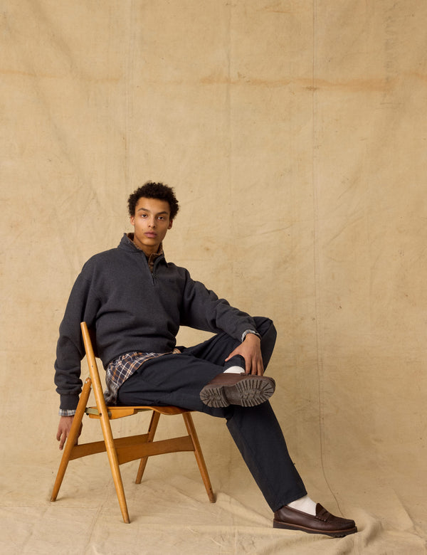 HOOK HALF ZIP - DARK GREY MELANGE