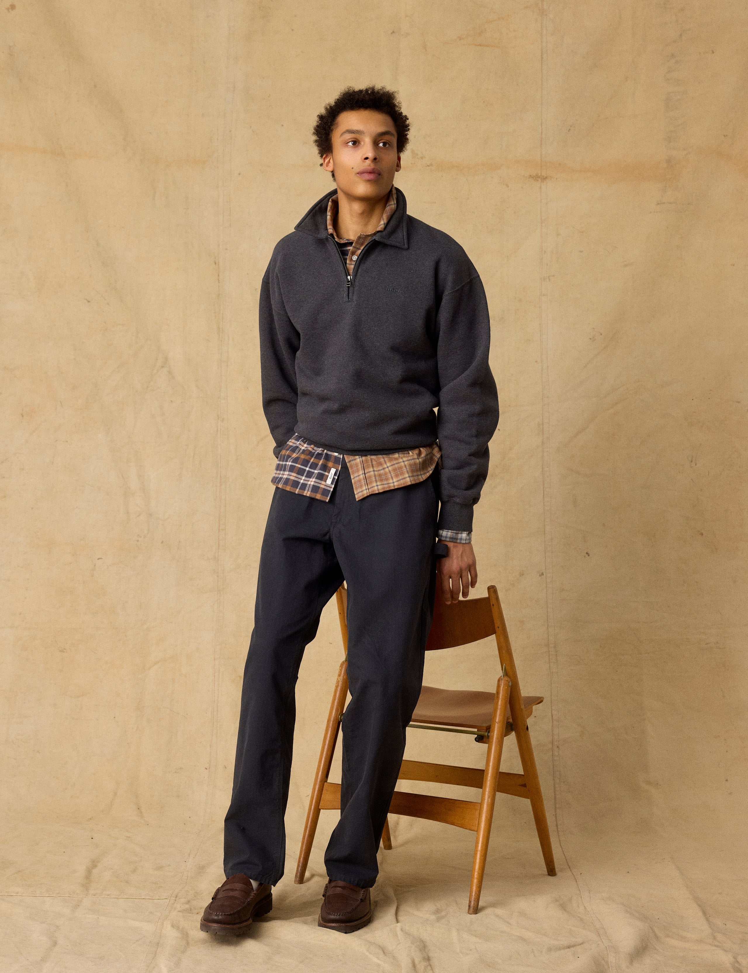 HOOK HALF ZIP - DARK GREY MELANGE