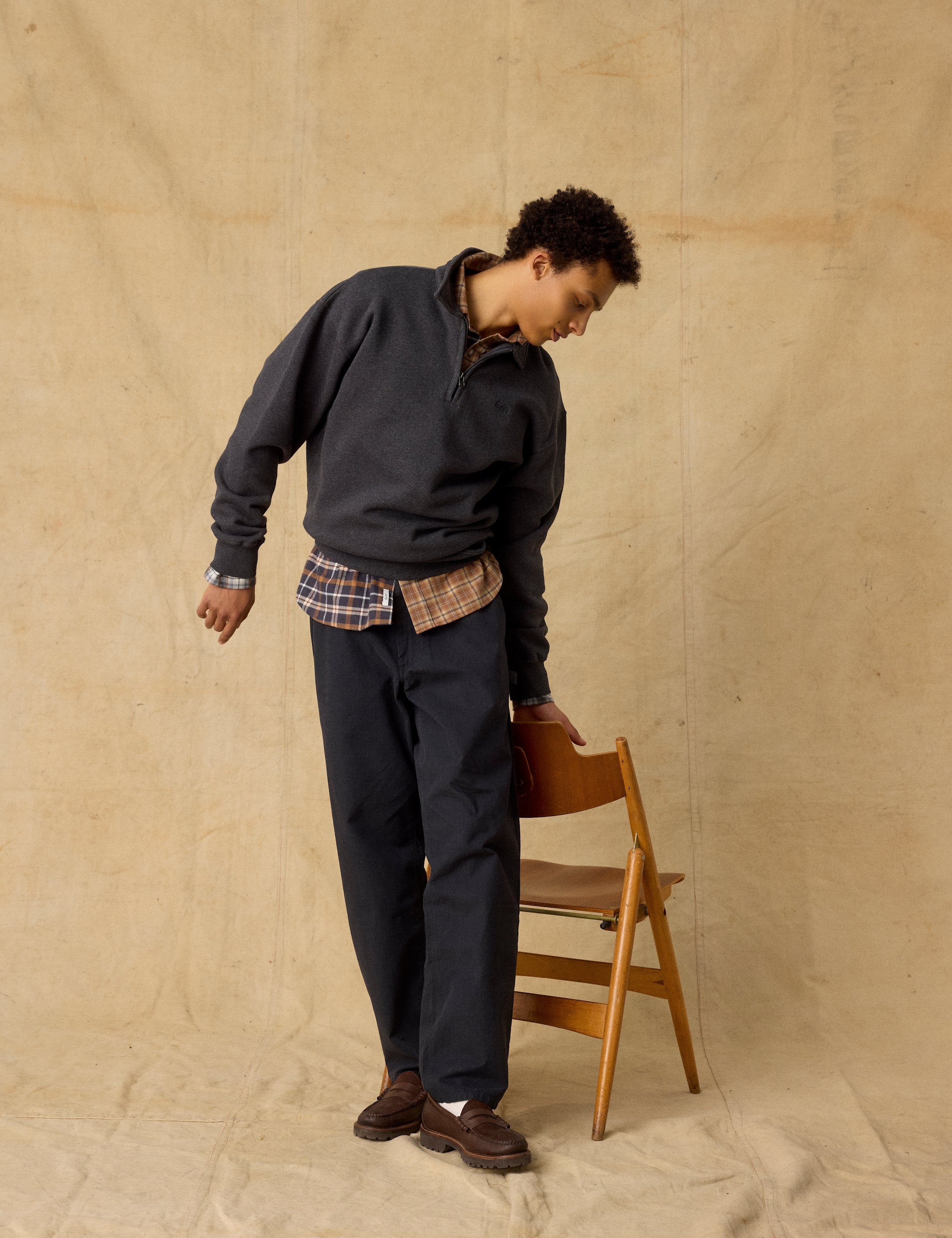 HOOK HALF ZIP - DARK GREY MELANGE