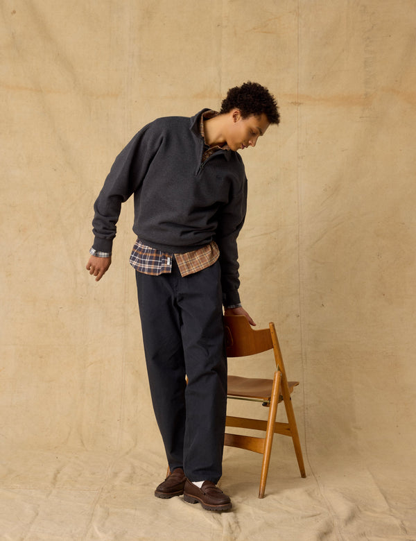 HOOK HALF ZIP - DARK GREY MELANGE