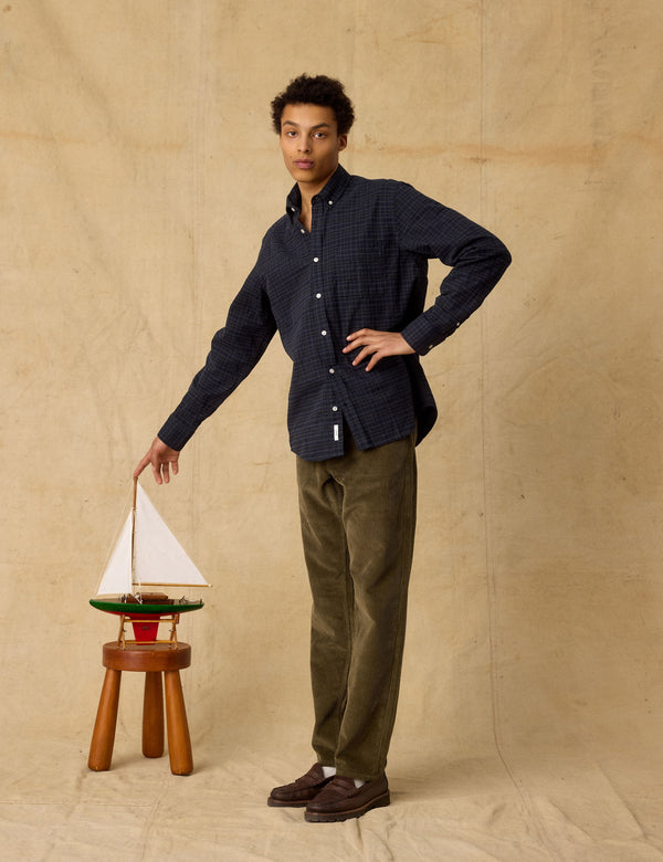 CREEK HEAVY FLANNEL CHECK SHIRT - NAVY