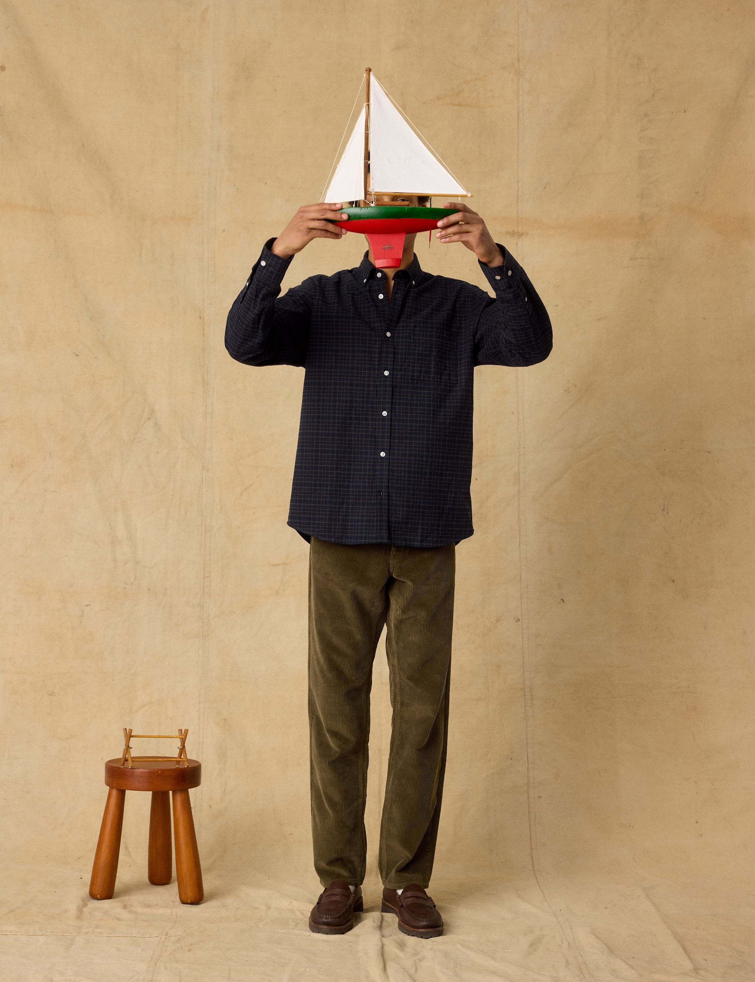 CREEK HEAVY FLANNEL CHECK SHIRT - NAVY