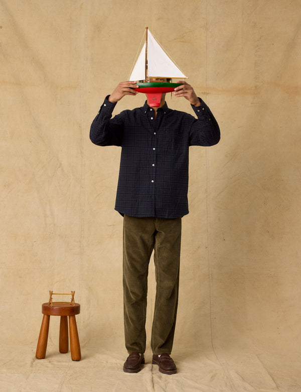 CREEK HEAVY FLANNEL CHECK SHIRT - NAVY