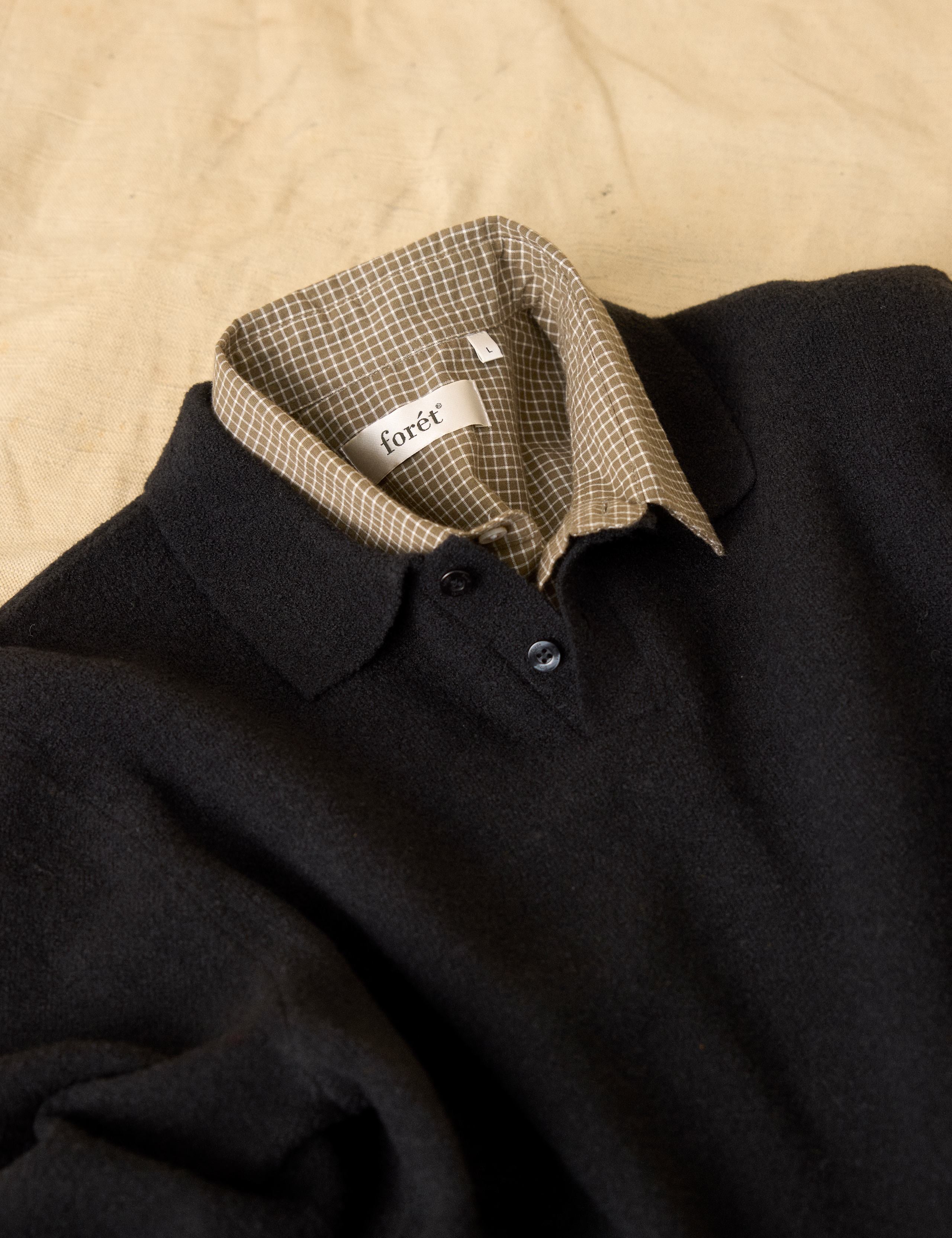 TIMBER BRUSHED POLO KNIT - BLACK