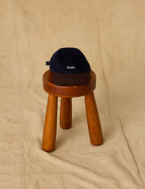 HAWK CORDUROY WOOL CAP - NAVY/BROWN