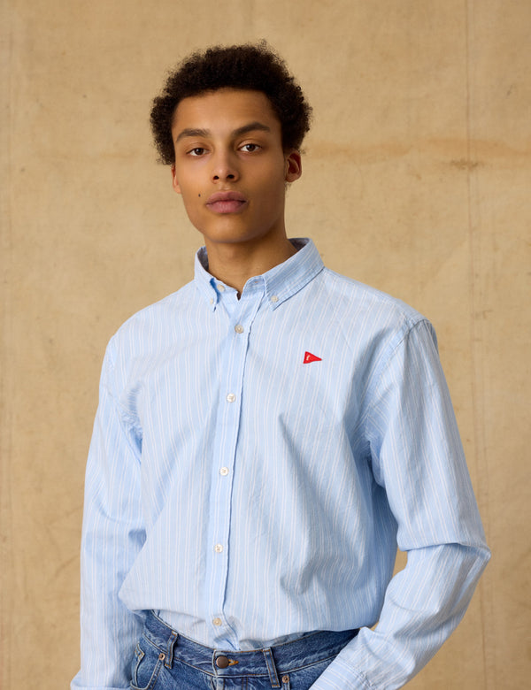 FLAG REGULAR FIT OXFORD SHIRT - LIGHT BLUE STRIPE