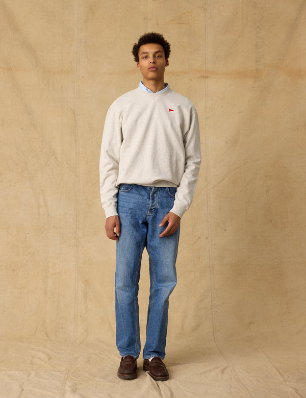 FLAG SWEATSHIRT - SNOW MELANGE