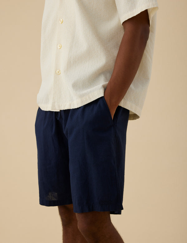 SERENE LINEN SHORTS - NAVY