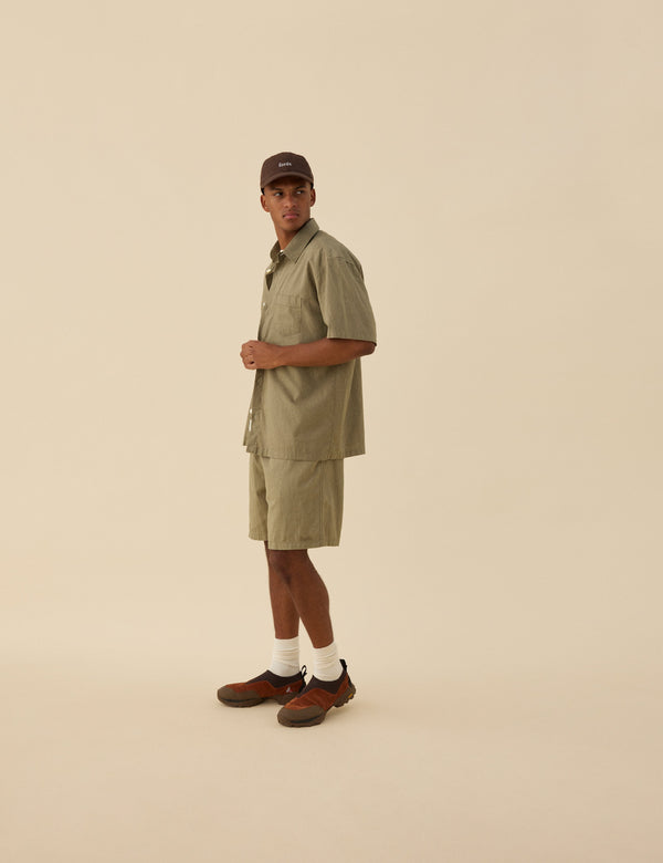 SERENE LINEN SS SHIRT - DUSTY OLIVE