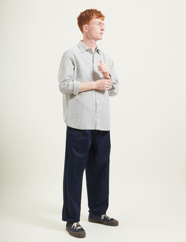 MAPLE REGULAR FIT SEERSUCKER SHIRT - LIGHT BLUE/STRIPE