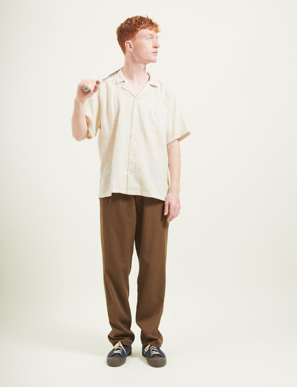 PEER EMBROIDERY REGULAR FIT SS SHIRT - OFF WHITE