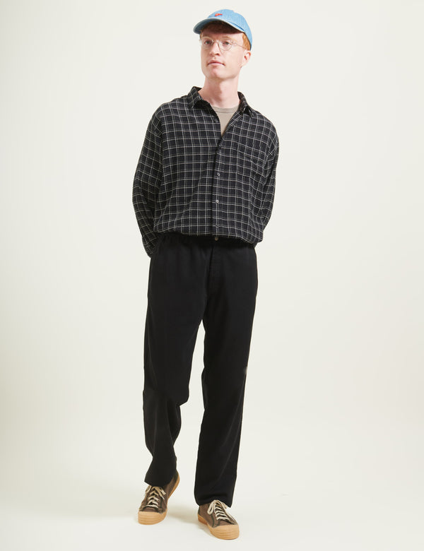 SCOUT RELAXED FIT LOOSE WEAVE CHECK SHIRT - BLACK CHECK