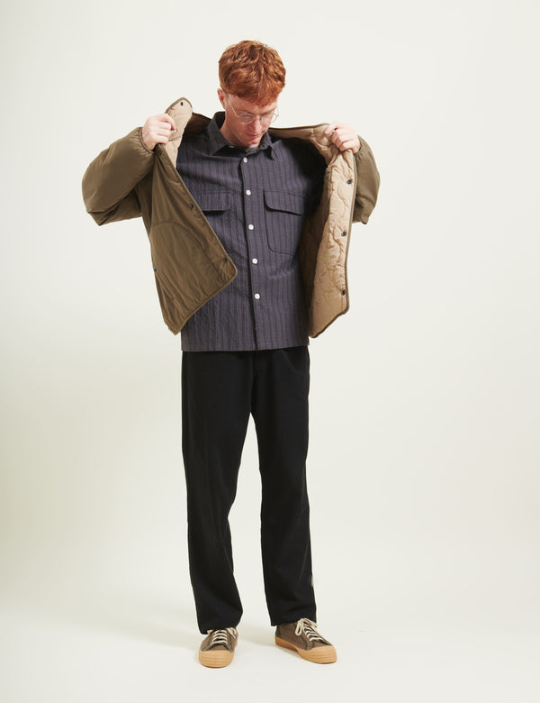 LUNAR RELAXED FIT TEXTURED OVERSHIRT - BLACK STRIPE