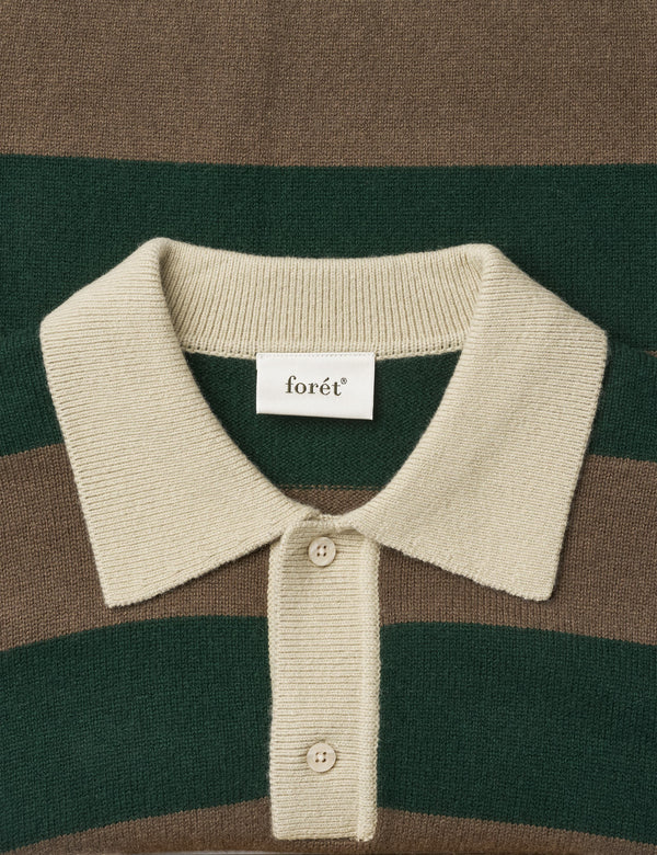 FROST STRIPE KNIT POLO - DEEP GREEN STRIPE