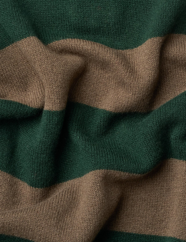 FROST STRIPE KNIT POLO - DEEP GREEN STRIPE