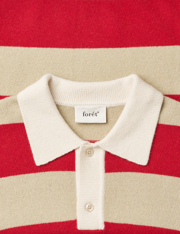 FROST STRIPE KNIT POLO - RED STRIPE