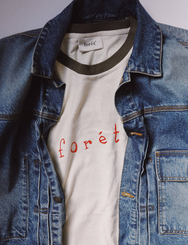 CREST T-SHIRT - CLOUD/RED/WOOD