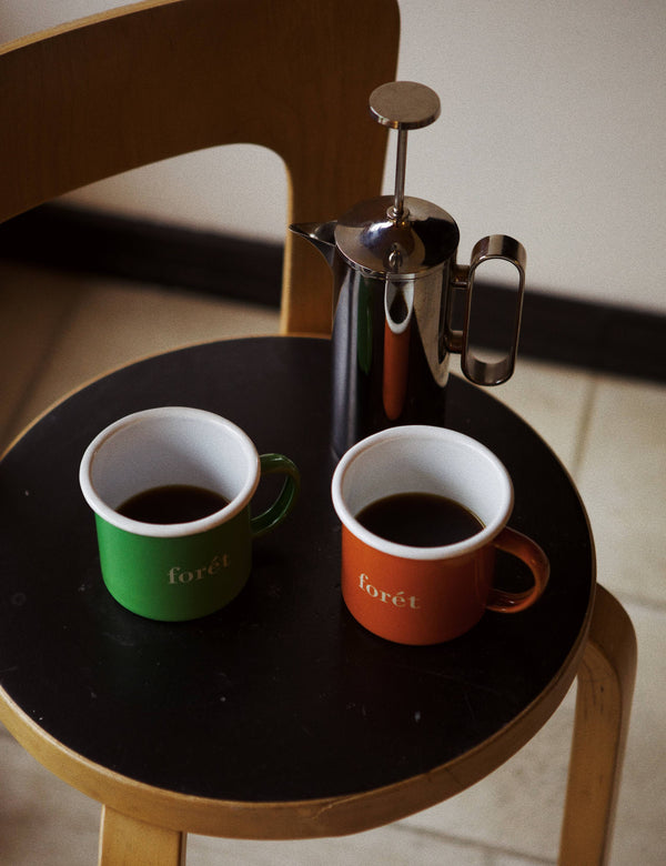 BEAN ENAMEL MUG - GREEN/WHITE