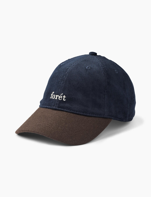 HAWK CORDUROY WOOL CAP - NAVY/BROWN