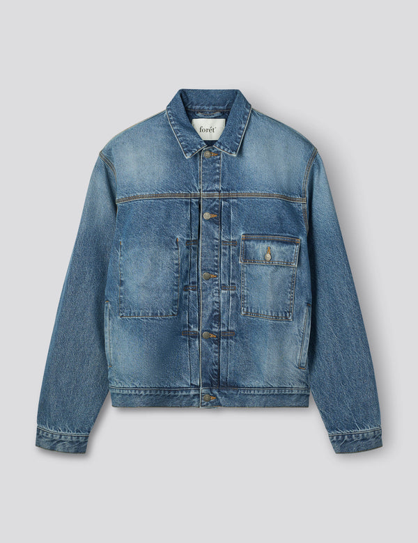 HAZY DENIM JACKET - MID BLUE