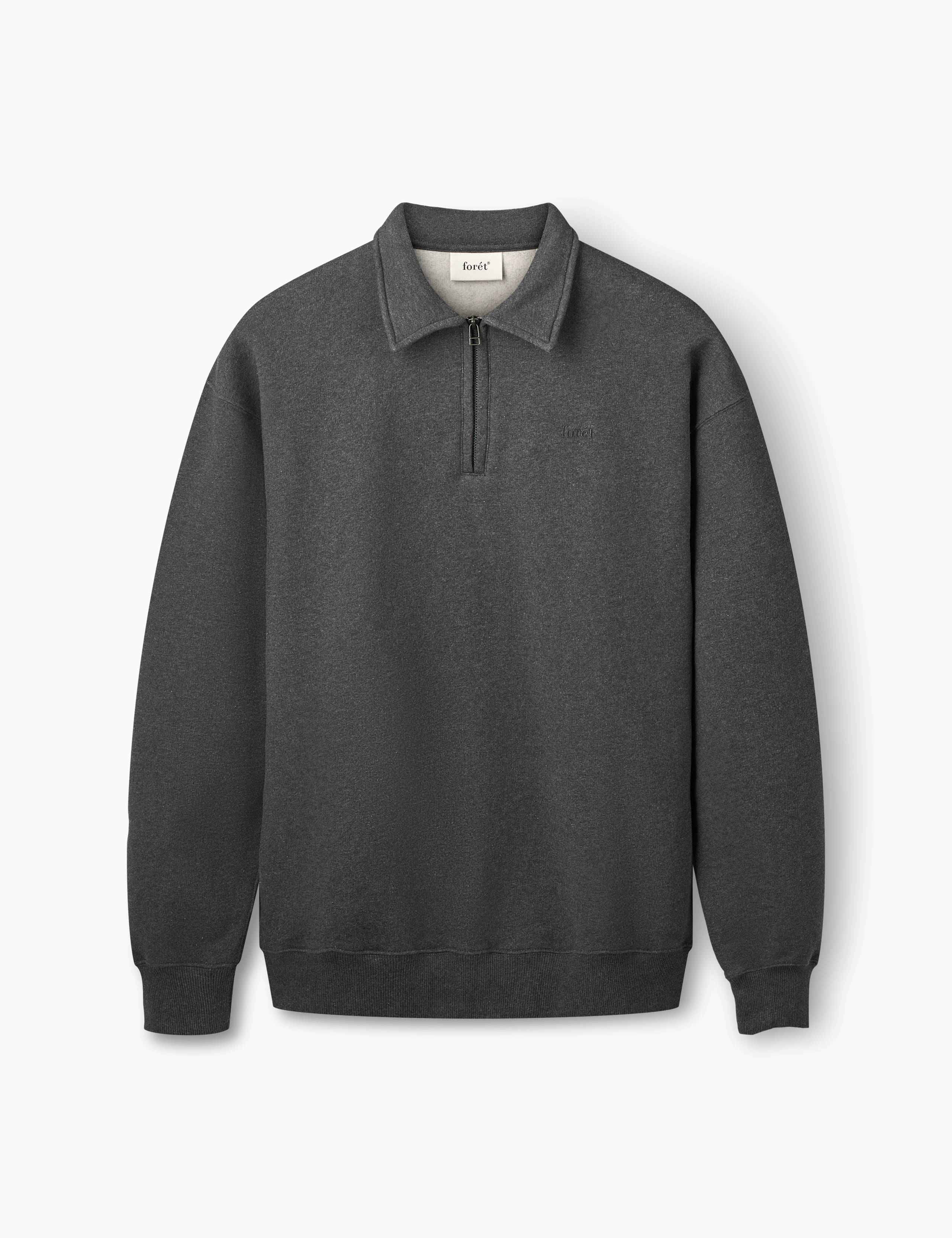 HOOK HALF ZIP - DARK GREY MELANGE