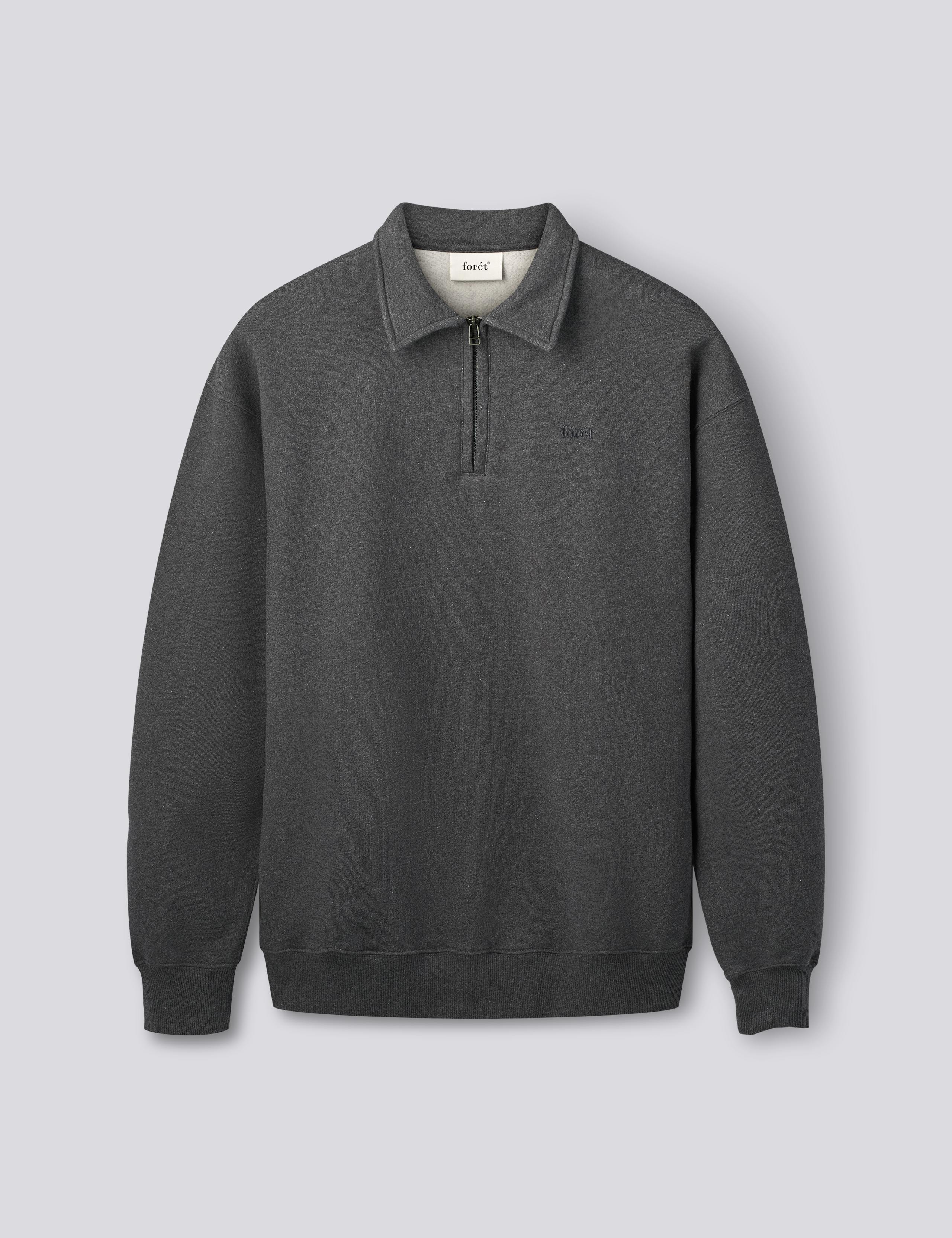 HOOK HALF ZIP - DARK GREY MELANGE – foret