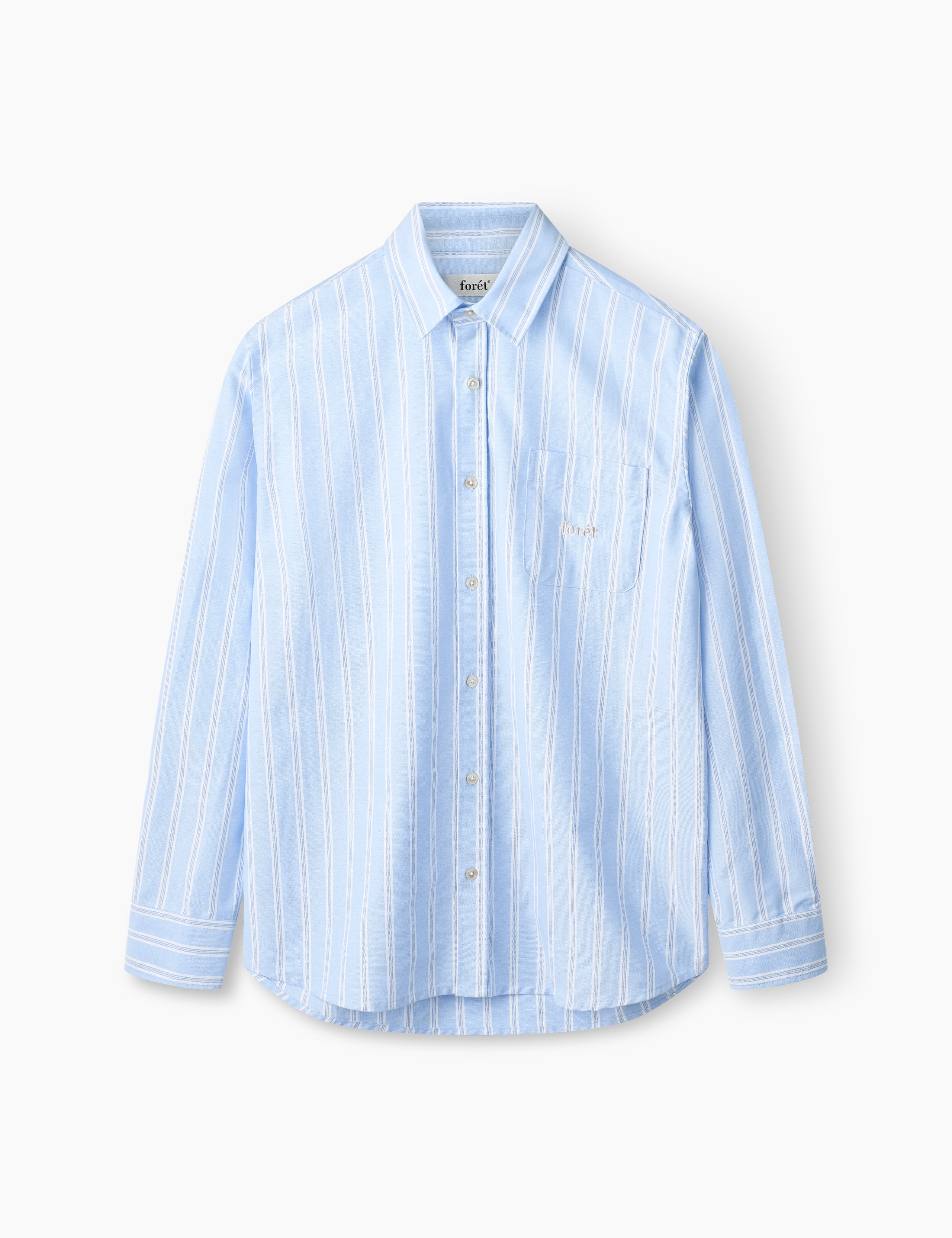 JUNO EMBROIDERED OXFORD SHIRT - LIGHT BLUE STRIPE