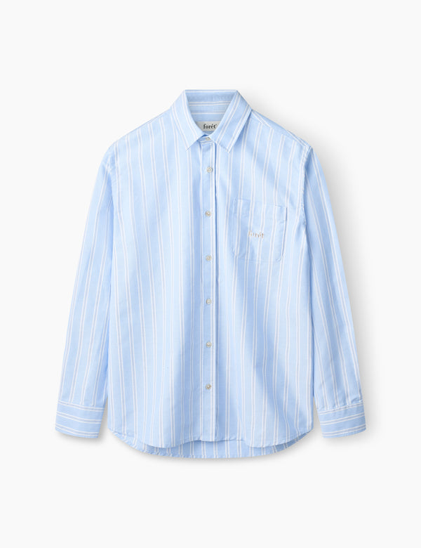 JUNO EMBROIDERED OXFORD SHIRT - LIGHT BLUE STRIPE