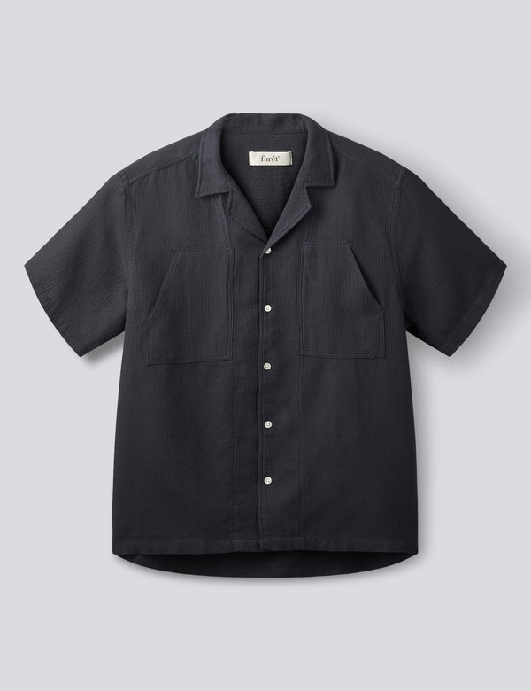 LAGOON GIRO INGLESE REGULAR FIT SS SHIRT - BLACK