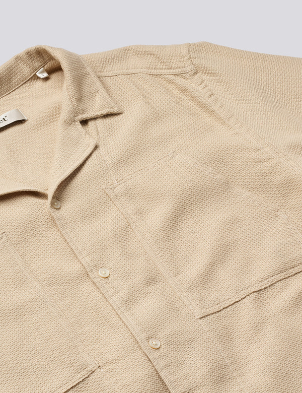 LAGOON GIRO INGLESE REGULAR FIT SS SHIRT - OATMEAL